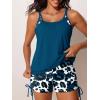 imageSummer Mae Blouson Tankini Swimsutis for Women Modest Tummy Control Bathing Suits Two Piece Swimwear Lace Hollow Out Tank TopBlue Leopard Print