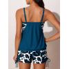 imageSummer Mae Blouson Tankini Swimsutis for Women Modest Tummy Control Bathing Suits Two Piece Swimwear Lace Hollow Out Tank TopBlue Leopard Print