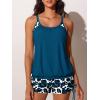 imageSummer Mae Blouson Tankini Swimsutis for Women Modest Tummy Control Bathing Suits Two Piece Swimwear Lace Hollow Out Tank TopBlue Leopard Print