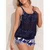 imageSummer Mae Blouson Tankini Swimsutis for Women Modest Tummy Control Bathing Suits Two Piece Swimwear Lace Hollow Out Tank TopCube