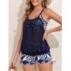 imageSummer Mae Blouson Tankini Swimsutis for Women Modest Tummy Control Bathing Suits Two Piece Swimwear Lace Hollow Out Tank TopCube