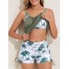 imageSummer Mae Blouson Tankini Swimsutis for Women Modest Tummy Control Bathing Suits Two Piece Swimwear Lace Hollow Out Tank TopGreen Shadow