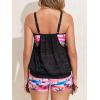 imageSummer Mae Blouson Tankini Swimsutis for Women Modest Tummy Control Bathing Suits Two Piece Swimwear Lace Hollow Out Tank TopNeon Coconut Tree
