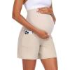 imageSummer Mae Maternity Shorts with Pockets Over The Belly Workout Yoga Biker Short Active Athletic Pregnancy Pants Wide Leg1 Pack  Light Khaki