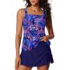 imageSummer Mae Womens Tankini Swimsuits with Skirt Two Piece Tummy Control Bathing Suits Printed Swimdress Swimwear 2026Purple Leaf Shadows