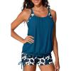 imageSummer Mae Blouson Tankini Swimsutis for Women 2026 Modest Tummy Control Bathing Suits Lace Hollow Out SwimwearBlue Leopard Print