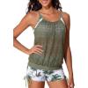 imageSummer Mae Blouson Tankini Swimsutis for Women 2026 Modest Tummy Control Bathing Suits Lace Hollow Out SwimwearGreen Shadow