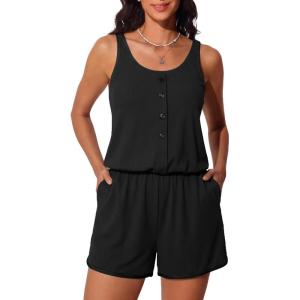 imageSummer Mae Ribbed Swim Rompers for Women One Piece Swimsuit Blouson Modest Bathing Suits with Pockets Swimwear 2026Black