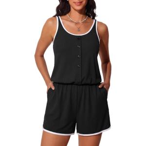 imageSummer Mae Ribbed Swim Rompers for Women One Piece Swimsuit Blouson Modest Bathing Suits with Pockets Swimwear 2026Black White Edging