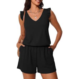 imageSummer Mae Ruffle Swim Romper One Piece Swimsuit Women Modest HighBack Bathing Suit with Pockets 2026 SwimwearBlack