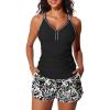 imageSummer Mae Modest Tankini Swimsuits for Women 2025 Two Piece Bathing Suits with Sporty Pockets Boy Shorts for Tummy ControlTrailing Vines