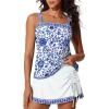 imageSummer Mae Womens Tankini Swimsuits with Skirt Two Piece Tummy Control Bathing Suits Printed Swimdress Swimwear 2026Vibrant Blue Floral
