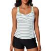 imageSummer Mae Tankini Swimsutis for Women 2026 Two Piece Tummy Control Bathing Suits Shirred Striped TwistFront Swim SuitsGreen