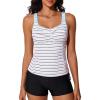 imageSummer Mae Tankini Swimsutis for Women 2026 Two Piece Tummy Control Bathing Suits Shirred Striped TwistFront Swim SuitsPink