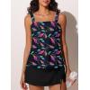 image:imageSummer Mae Womens Tankini Swimsuits with Skirt Two Piece Tummy Control Bathing Suits Printed Swimdress Swimwear 2026Iridescent Leaf