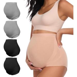 image:imageSummer Mae Maternity Underwear Soft Breathable HighWaist Pregnancy Seamless Over Bump Panties for Women2 Black 2 Grey4 Pc