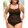 image:imageSummer Mae Ribbed Plus Size One Piece Swimsuit Women Tummy Control VWired Bathing Suit 2025 Swimwear Brown 22 Plus