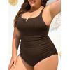 image:imageSummer Mae Ribbed Plus Size One Piece Swimsuit Women Tummy Control VWired Bathing Suit 2025 Swimwear Brown 22 Plus