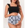 image:imageSummer Mae Maternity High Waist Bikini Swimsuit Two Piece Ruffled Hem Cute Bathing Suit Floral Pregnancy SwimwearBlack