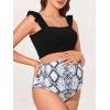 image:imageSummer Mae Maternity High Waist Bikini Swimsuit Two Piece Ruffled Hem Cute Bathing Suit Floral Pregnancy SwimwearBlack