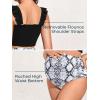 image:imageSummer Mae Maternity High Waist Bikini Swimsuit Two Piece Ruffled Hem Cute Bathing Suit Floral Pregnancy SwimwearBlack