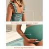 image:imageSummer Mae Maternity High Waist Bikini Swimsuit Two Piece Ruffled Hem Cute Bathing Suit Floral Pregnancy SwimwearGreen Floral
