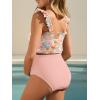image:imageSummer Mae Maternity High Waist Bikini Swimsuit Two Piece Ruffled Hem Cute Bathing Suit Floral Pregnancy SwimwearPink Floral