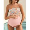image:imageSummer Mae Maternity High Waist Bikini Swimsuit Two Piece Ruffled Hem Cute Bathing Suit Floral Pregnancy SwimwearPink Floral