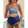 image:imageSummer Mae Maternity High Waist Bikini Swimsuit Two Piece Ruffled Hem Cute Bathing Suit Floral Pregnancy SwimwearWhite Floral