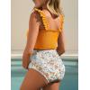 image:imageSummer Mae Maternity High Waist Bikini Swimsuit Two Piece Ruffled Hem Cute Bathing Suit Floral Pregnancy SwimwearYellow Floral