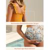image:imageSummer Mae Maternity High Waist Bikini Swimsuit Two Piece Ruffled Hem Cute Bathing Suit Floral Pregnancy SwimwearYellow Floral