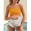 image:imageSummer Mae Maternity High Waist Bikini Swimsuit Two Piece Ruffled Hem Cute Bathing Suit Floral Pregnancy SwimwearYellow Floral
