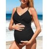 image:imageSummer Mae Mesh Maternity Swimsuits for Women Hollow Out One Piece Pregnancy Bathing Suit Wrap Front Cross Swimwear Black 10