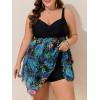 image:imageSummer Mae Plus Size Swimsuit for Women Two Piece Bathing Suit with Boyshorts Modest Swimdress Flowy Tankini Mesh Skirt Butterfly Tulip 16 Plus