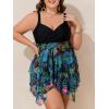 image:imageSummer Mae Plus Size Swimsuit for Women Two Piece Bathing Suit with Boyshorts Modest Swimdress Flowy Tankini Mesh Skirt Butterfly Tulip 16 Plus