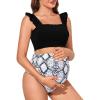 image:imageSummer Mae Maternity High Waist Bikini Swimsuit Two Piece Ruffled Hem Cute Bathing Suit Floral Pregnancy SwimwearBlack