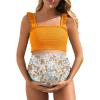 image:imageSummer Mae Maternity High Waist Bikini Swimsuit Two Piece Ruffled Hem Cute Bathing Suit Floral Pregnancy SwimwearYellow Floral