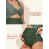 image:imageSummer Mae Maternity Cutout One Piece Swimsuit Twist Front CrissCross Bathing Suit High Waisted Pregnancy SwimwearGreen