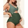 image:imageSummer Mae Maternity Cutout One Piece Swimsuit Twist Front CrissCross Bathing Suit High Waisted Pregnancy SwimwearGreen