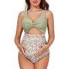 image:imageSummer Mae Maternity Cutout One Piece Swimsuit Twist Front CrissCross Bathing Suit High Waisted Pregnancy SwimwearYellow Flower