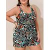 image:imageSummer Mae Plus Size Swim Romper One Piece Swimsuit Women Blouson Bathing Suit with Pockets 2026 Modest SwimwearColorful Cashew Flower