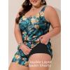 image:imageSummer Mae Plus Size Swim Romper One Piece Swimsuit Women Blouson Bathing Suit with Pockets 2026 Modest SwimwearYellow Flowers Green Leaves