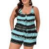image:imageSummer Mae Plus Size Swim Romper One Piece Swimsuit Women Blouson Bathing Suit with Pockets 2026 Modest SwimwearGradient Blue Black