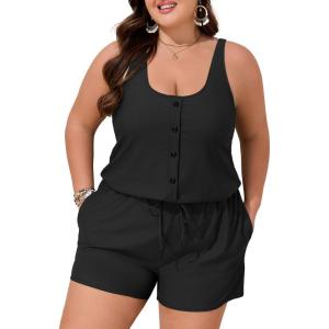 image:imageSummer Mae Plus Size Swim Romper One Piece Swimsuit Women Blouson Bathing Suit with Pockets 2026 Modest SwimwearBlack