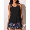image:imageSummer Mae Blouson Tankini Swimsuits for Women 2026 Modest Tummy Coverage Bathing Suits with Skirt and Builtin ShortsBlack Paisley