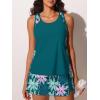 image:imageSummer Mae Blouson Tankini Swimsuits for Women 2026 Modest Tummy Coverage Bathing Suits with Skirt and Builtin ShortsMint Pink Palms