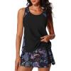 image:imageSummer Mae Blouson Tankini Swimsuits for Women 2026 Modest Tummy Coverage Bathing Suits with Skirt and Builtin ShortsBlack Paisley