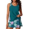 image:imageSummer Mae Blouson Tankini Swimsuits for Women 2026 Modest Tummy Coverage Bathing Suits with Skirt and Builtin ShortsMint Pink Palms