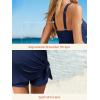 image:imageSummer Mae Ribbed Maternity One Piece Swimsuit Dress Wrap Bathing Suit with Builtin Pocket Short Swimwear Tie Knot SkirtBlue