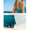 image:imageSummer Mae Ribbed Maternity One Piece Swimsuit Dress Wrap Bathing Suit with Builtin Pocket Short Swimwear Tie Knot SkirtCyan Blue